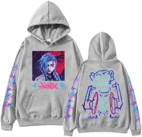 ElegancwCLOW Anime Arcane-Jinx Hoodie Harajuku Hip Hop eprolo