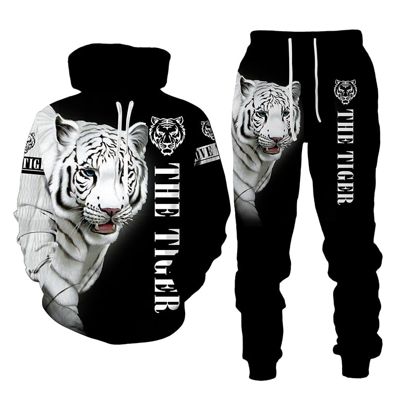 3D Lion & Tiger Hoodie Set