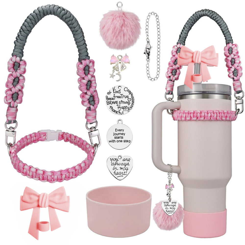 Stanley accessories suitable for 40oz braided hand-held rope bow straw cap cup cover wool ball pendant eprolo