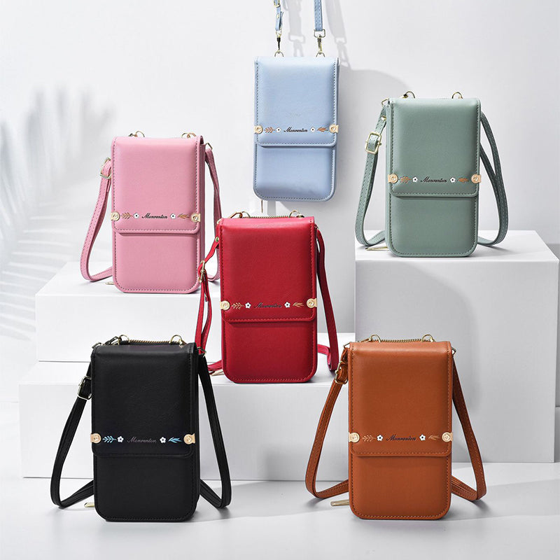 Flowers Embroidery Mobile Phone Bags For Women Ins Fashion Crossbody Shoulder Bag Ladies Long Wallet Zee's Vibe Vault