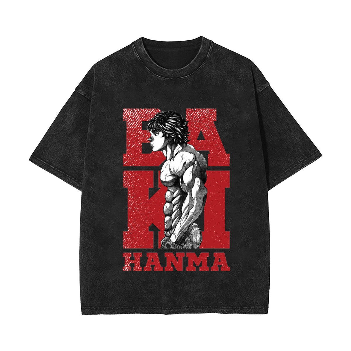 Men's Anime Cartoon Washed Old Men's Short sleeved T-shirt eprolo