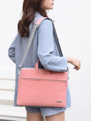 PU Leather Women Laptop Bag Notebook Carrying Case Briefcase For Macbook Air 13.3 14 15.6 Inch Men Handbags Shoulder Mouse Bag Zee's Vibe Vault