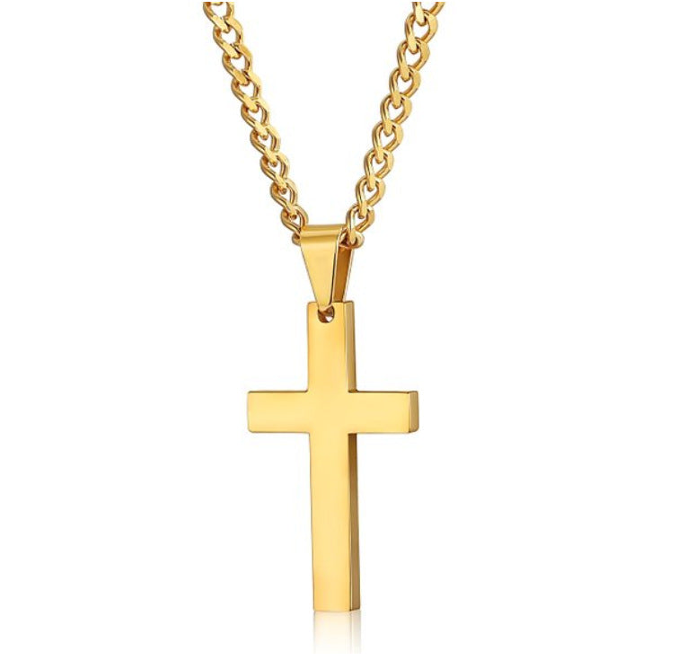 Simple Single Cross Necklace Pendant Jewelry Christian with Chain eprolo