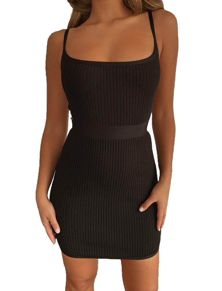 Strap Hollow Bandage Waist Dress