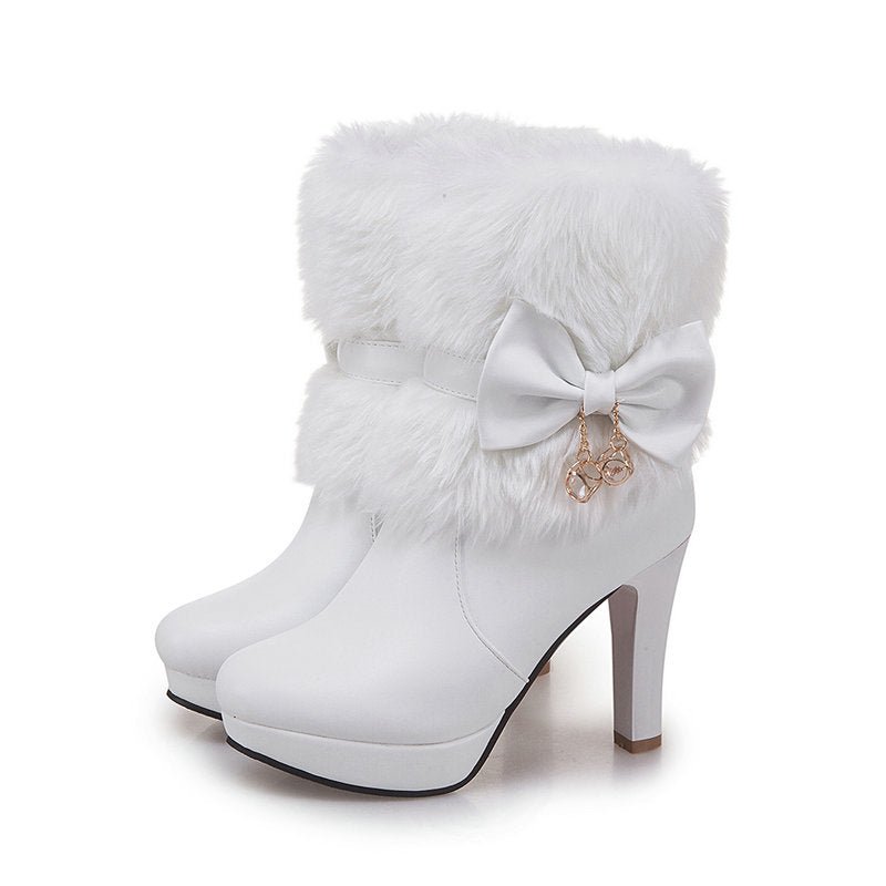Sweet Princess Autumn And Winter Short Boots Snow Women Middle Boots Women Boots Thick Heel Short Boots Zee's Vibe Vault