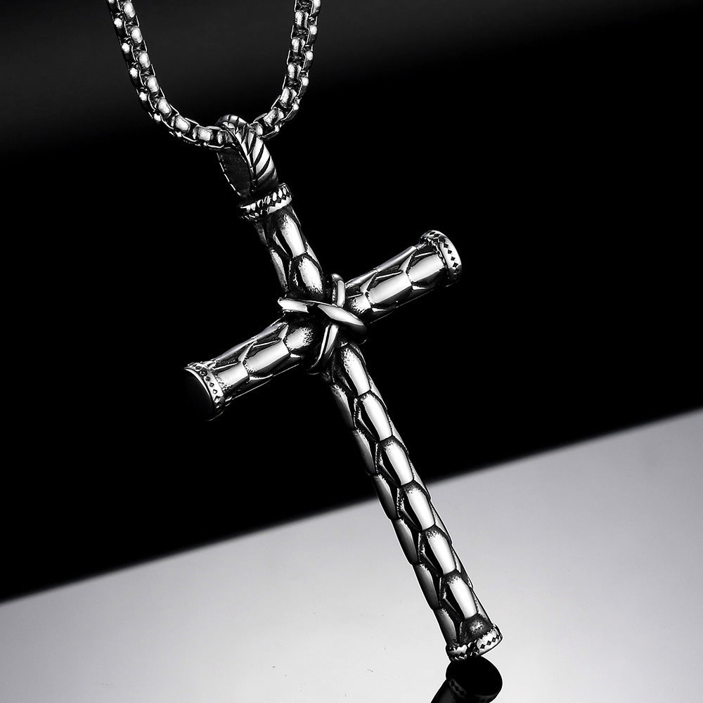 Hip-Hop Authentic Personality Japanese And Korean Simple Titanium Steel Jesus Cross Necklace Men's Jewelry Pendant Women eprolo