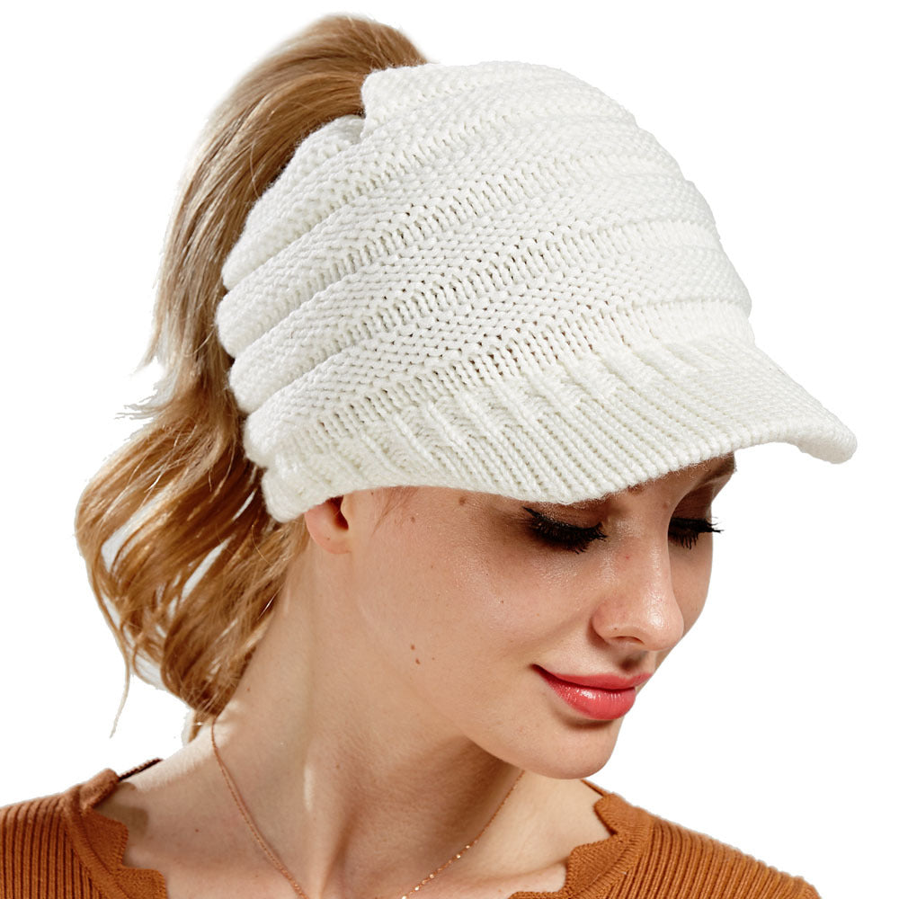 Women Ponytail Beanies Autumn Winter Hats Female Soft Knitting Caps Warm Ladies Skullies Zee's Vibe Vault