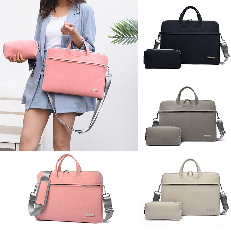 PU Leather Women Laptop Bag Notebook Carrying Case Briefcase For Macbook Air 13.3 14 15.6 Inch Men Handbags Shoulder Mouse Bag Zee's Vibe Vault