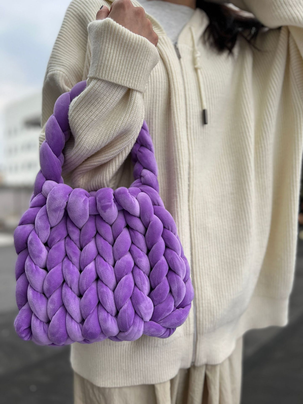 DIY hand woven crystal velvet core spun yarn woven hand-held mailman bag eprolo