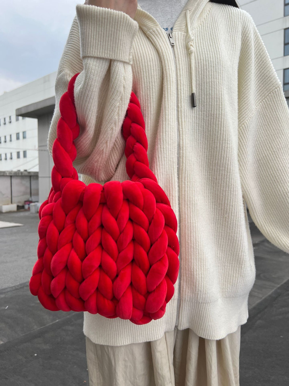DIY hand woven crystal velvet core spun yarn woven hand-held mailman bag eprolo