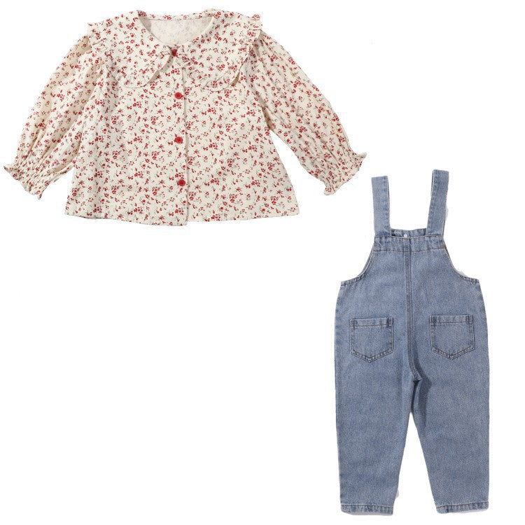 Girls' Suits Fall New Denim Overalls