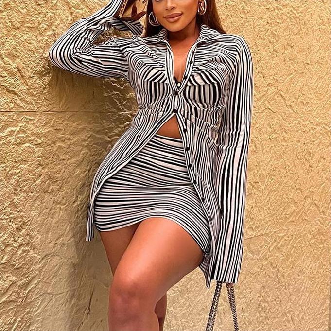 Sexy Striped 2-Piece bodycon