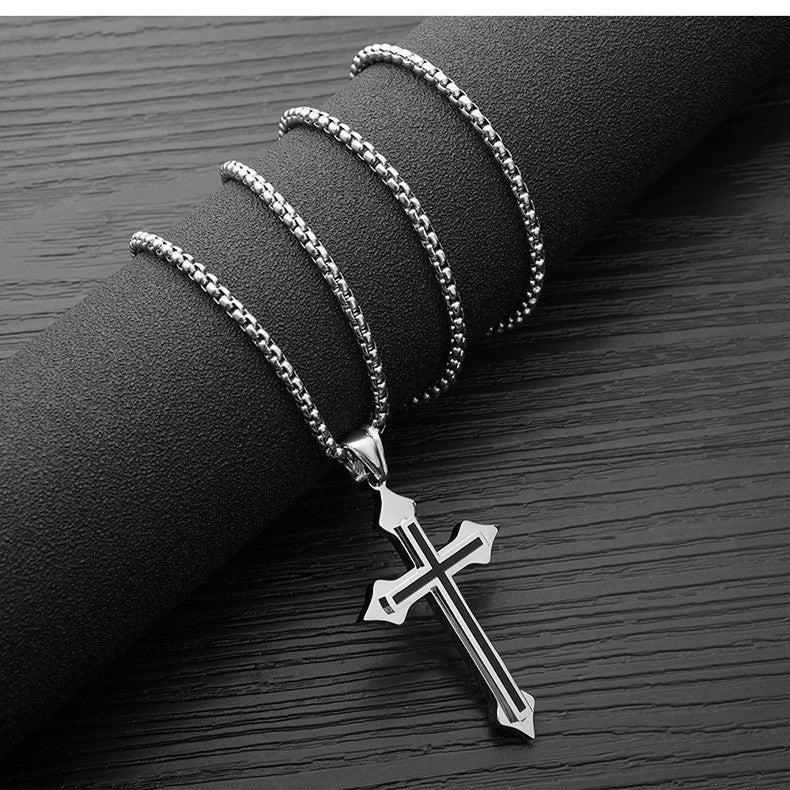 Hip-Hop Authentic Personality Japanese And Korean Simple Titanium Steel Jesus Cross Necklace Men's Jewelry Pendant Women eprolo