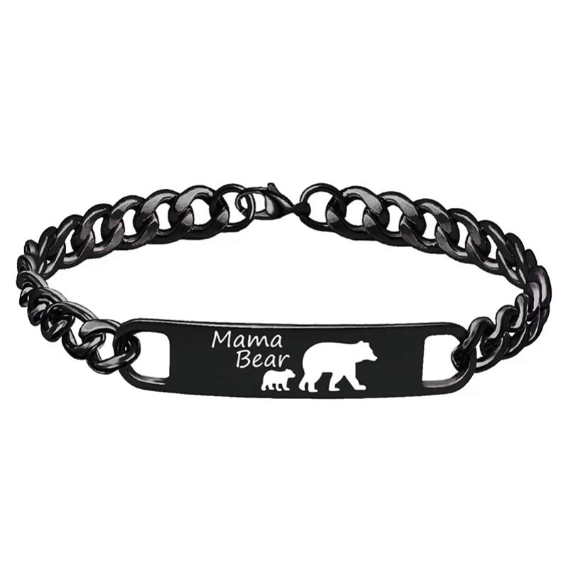 Customized 3-5 days Stainless steel Mama Bear Mother's Day gift engraved titanium steel bracelet eprolo