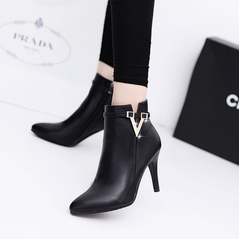 British Martin boots new high heel women boots pure V word boots and bare boots woman Zee's Vibe Vault