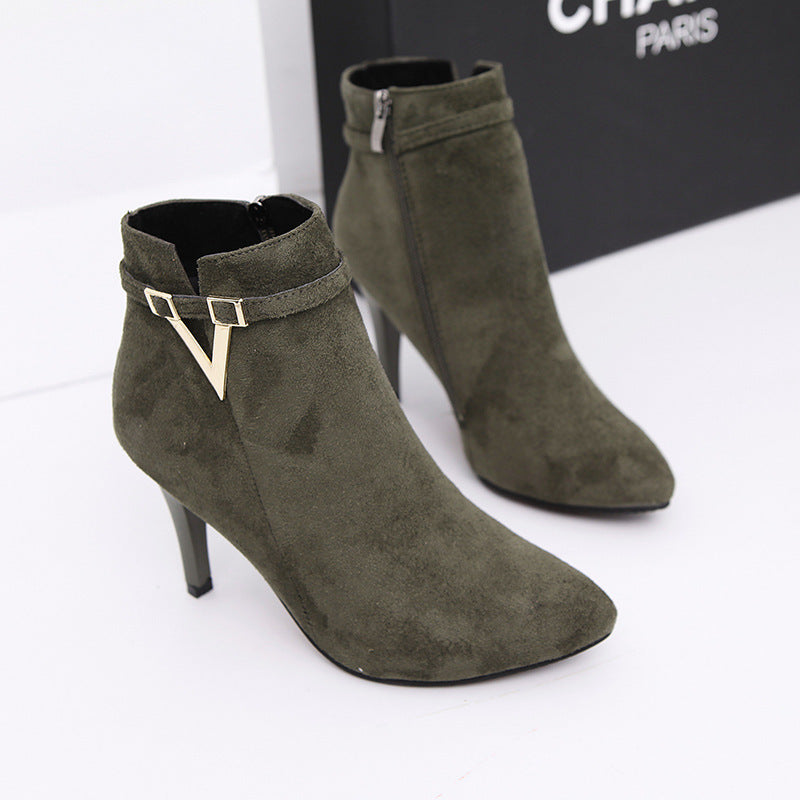British Martin boots new high heel women boots pure V word boots and bare boots woman Zee's Vibe Vault