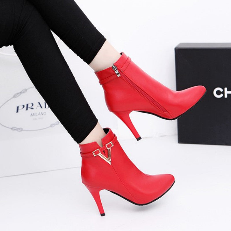 British Martin boots new high heel women boots pure V word boots and bare boots woman Zee's Vibe Vault
