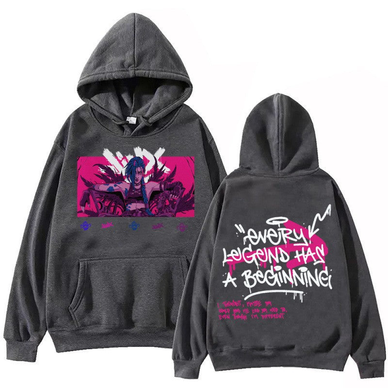 Hot Anime Arcane-Jinx Hoodie Harajuku Pullover Tops Man eprolo