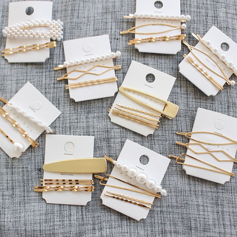 3Pcs/set Pearl Metal Gold Color Hair Clip Bobby Pin Barrette Hairband Hairpin Headdress for women girls Hair Accessories eprolo