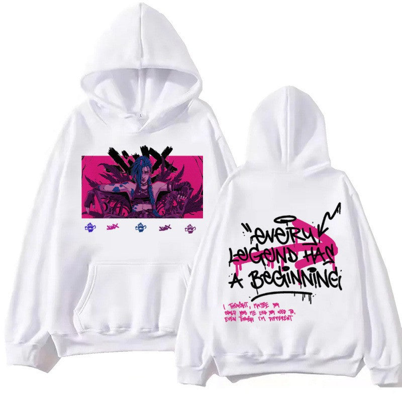 Hot Anime Arcane-Jinx Hoodie Harajuku Pullover Tops Man eprolo