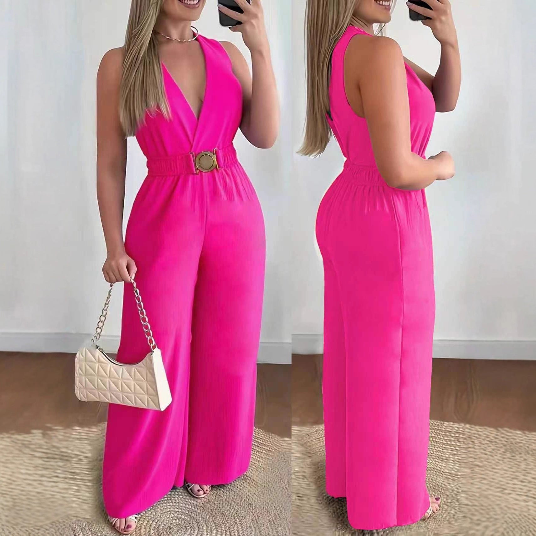 Jumpsuit Buckle Waist Pants