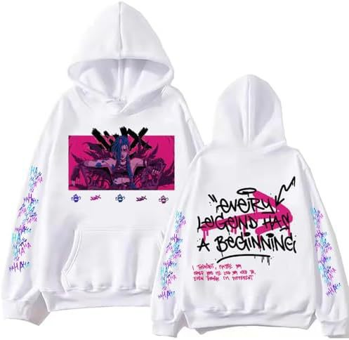 ElegancwCLOW Anime Arcane-Jinx Hoodie Harajuku Hip Hop eprolo