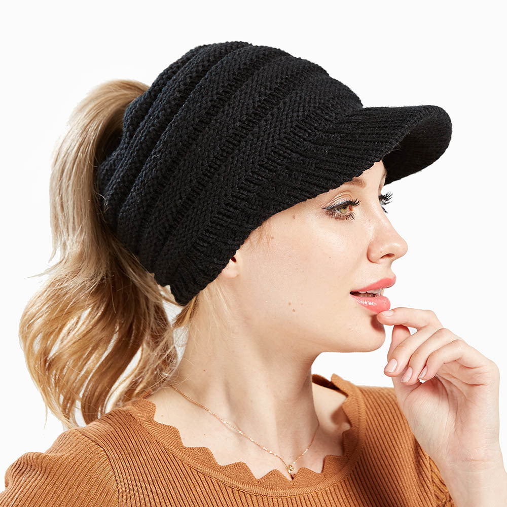 Women Ponytail Beanies Autumn Winter Hats Female Soft Knitting Caps Warm Ladies Skullies Zee's Vibe Vault