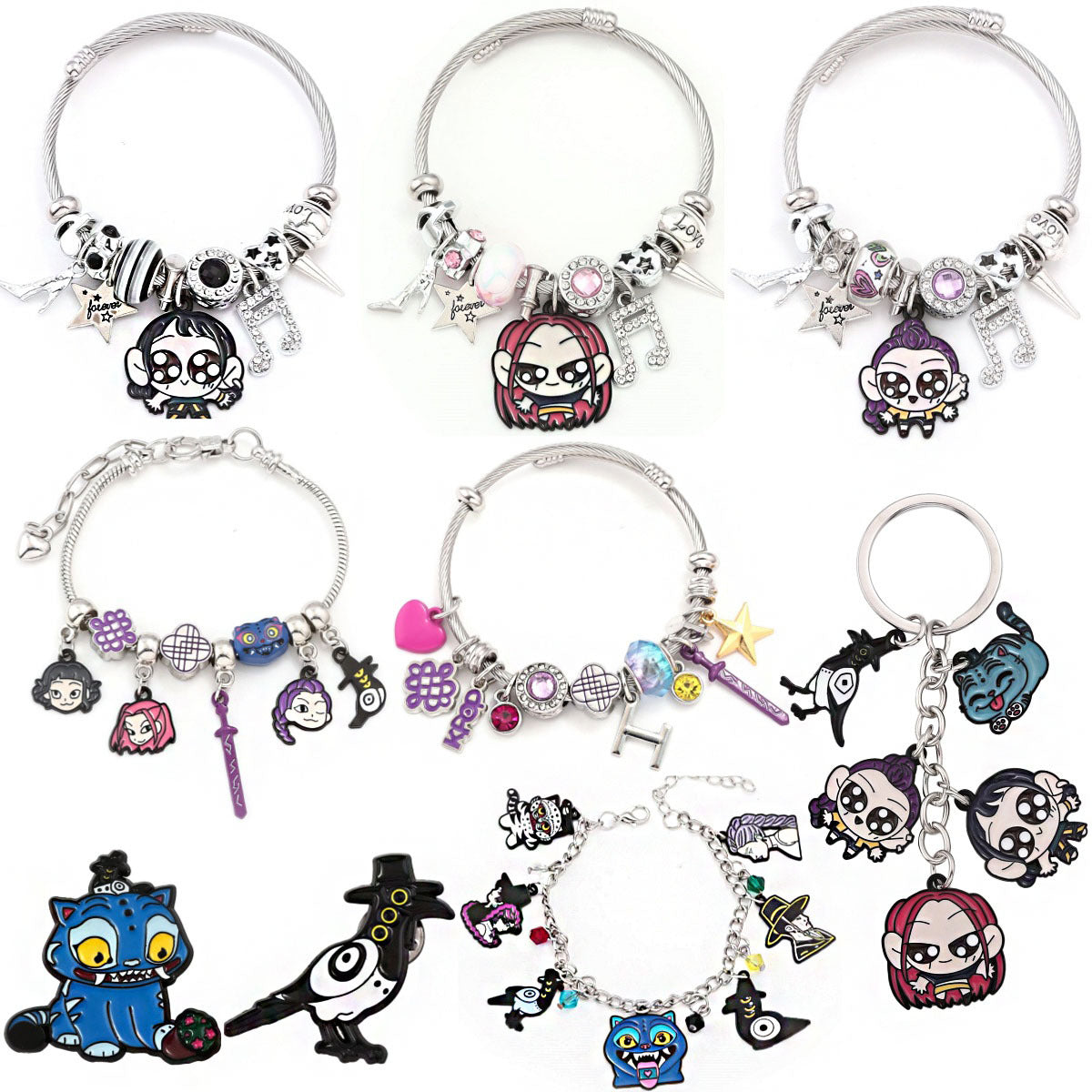 Cross-border Supply Cartoon Anime K-POP Demon Slayer Girl Group Mirai Lumizoy Character Pendant DIY Bracelet eprolo