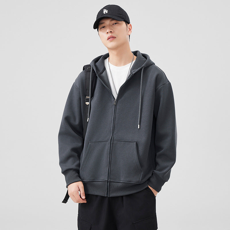 Style Heavyweight Casual Loose Zip-Up Hooded Sweatshirt for Men eprolo