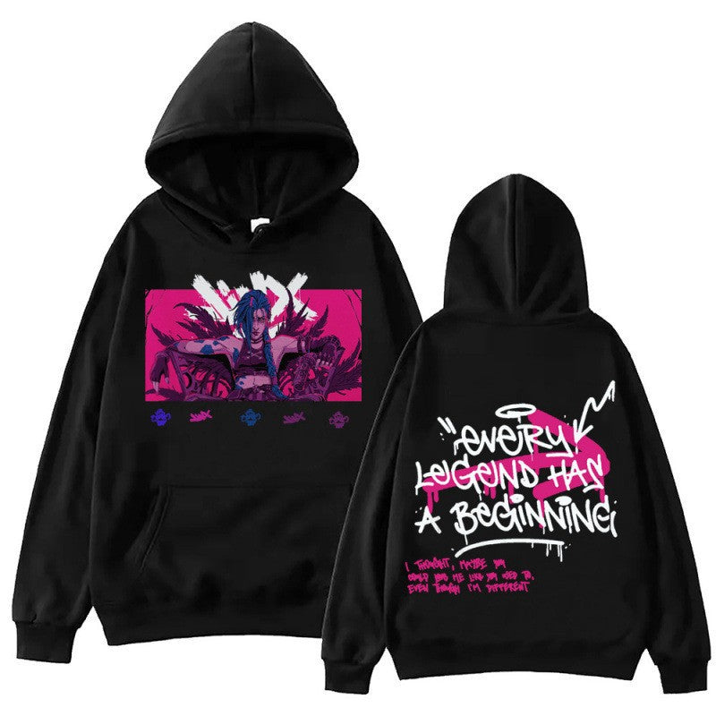 Hot Anime Arcane-Jinx Hoodie Harajuku Pullover Tops Man eprolo