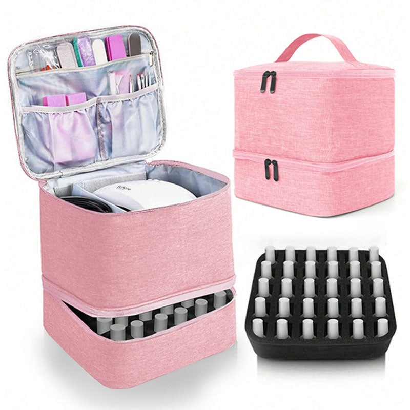 Portable 30-Compartment Nail Organizer Case with Polish & Oil Bags, All-in-One Manicure Tools & Cosmetic Storage Kit eprolo