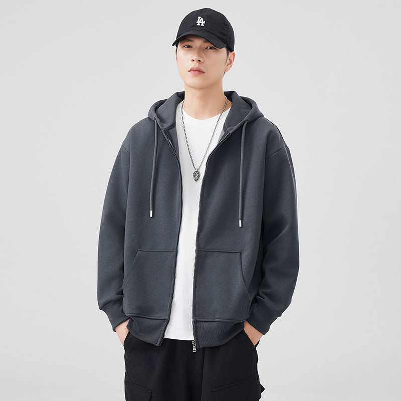 Style Heavyweight Casual Loose Zip-Up Hooded Sweatshirt for Men eprolo