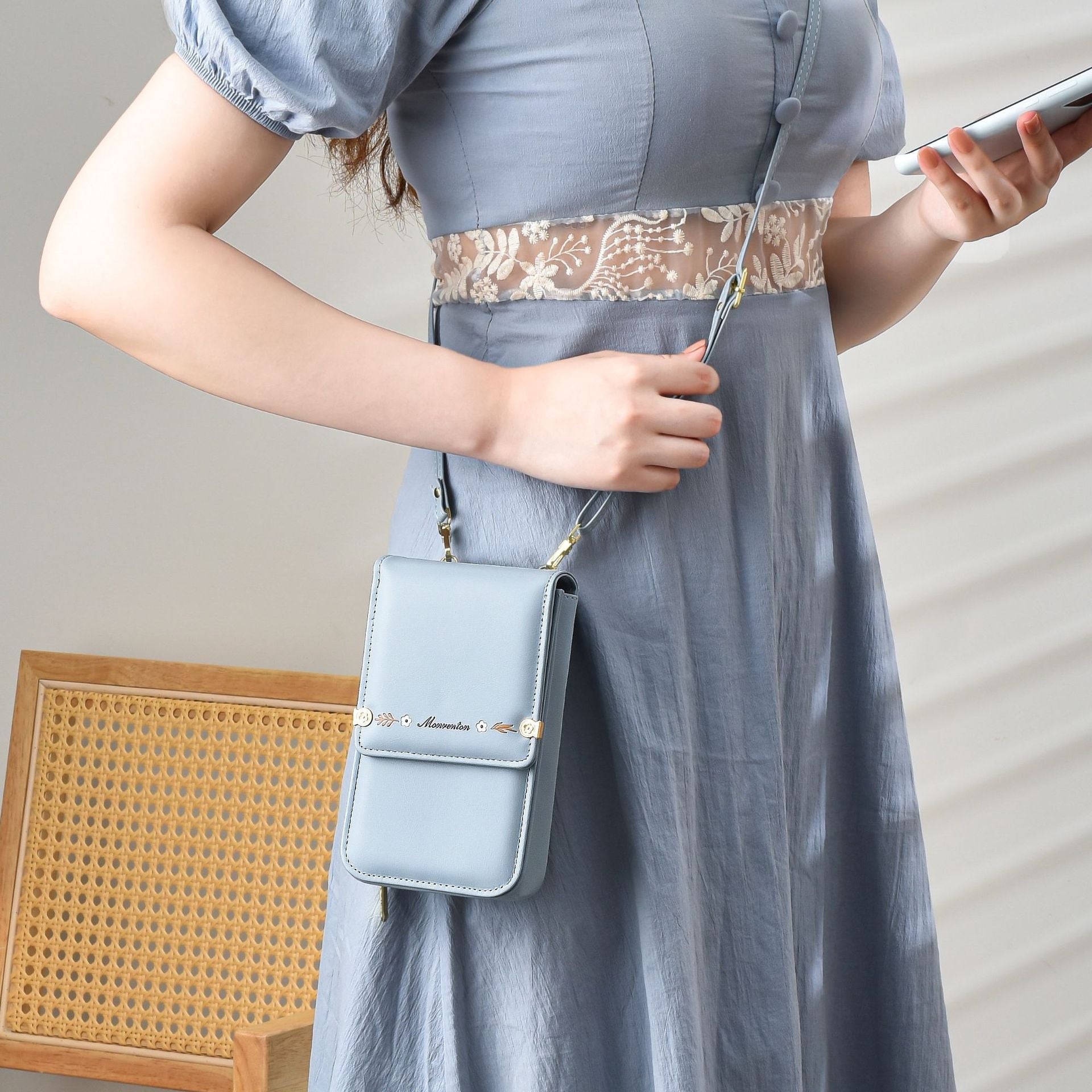Flowers Embroidery Mobile Phone Bags For Women Ins Fashion Crossbody Shoulder Bag Ladies Long Wallet Zee's Vibe Vault