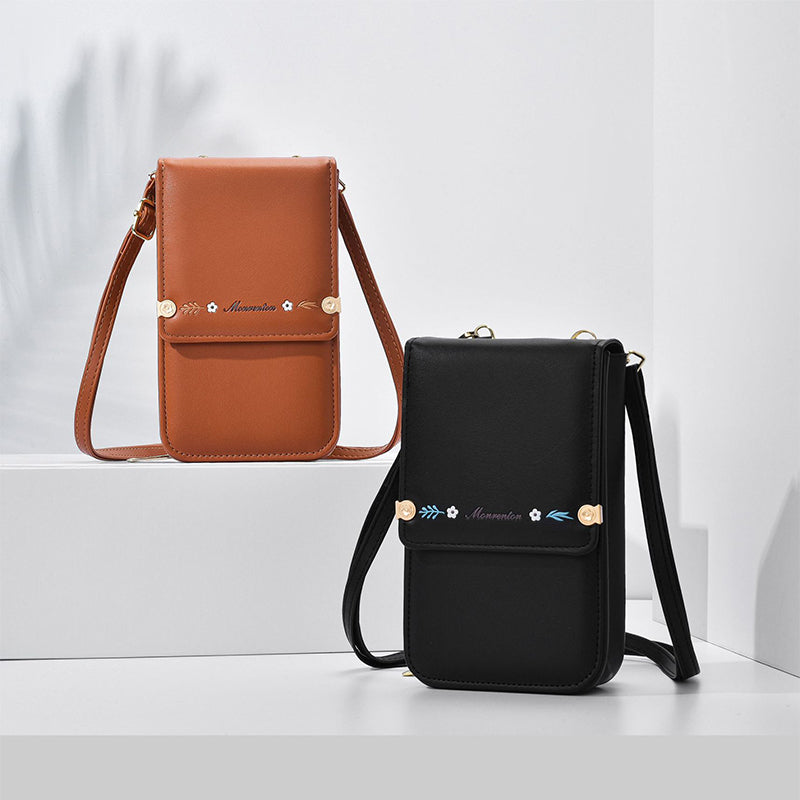 Flowers Embroidery Mobile Phone Bags For Women Ins Fashion Crossbody Shoulder Bag Ladies Long Wallet Zee's Vibe Vault