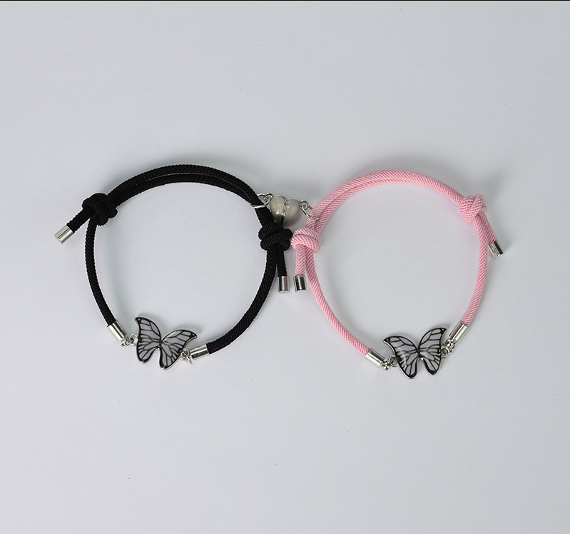 Couples Bracelets Night Light Butterfly Alloy Heart Magnetic Night Glow Handmade eprolo