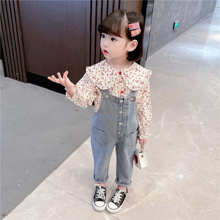 Girls' Suits Fall New Denim Overalls