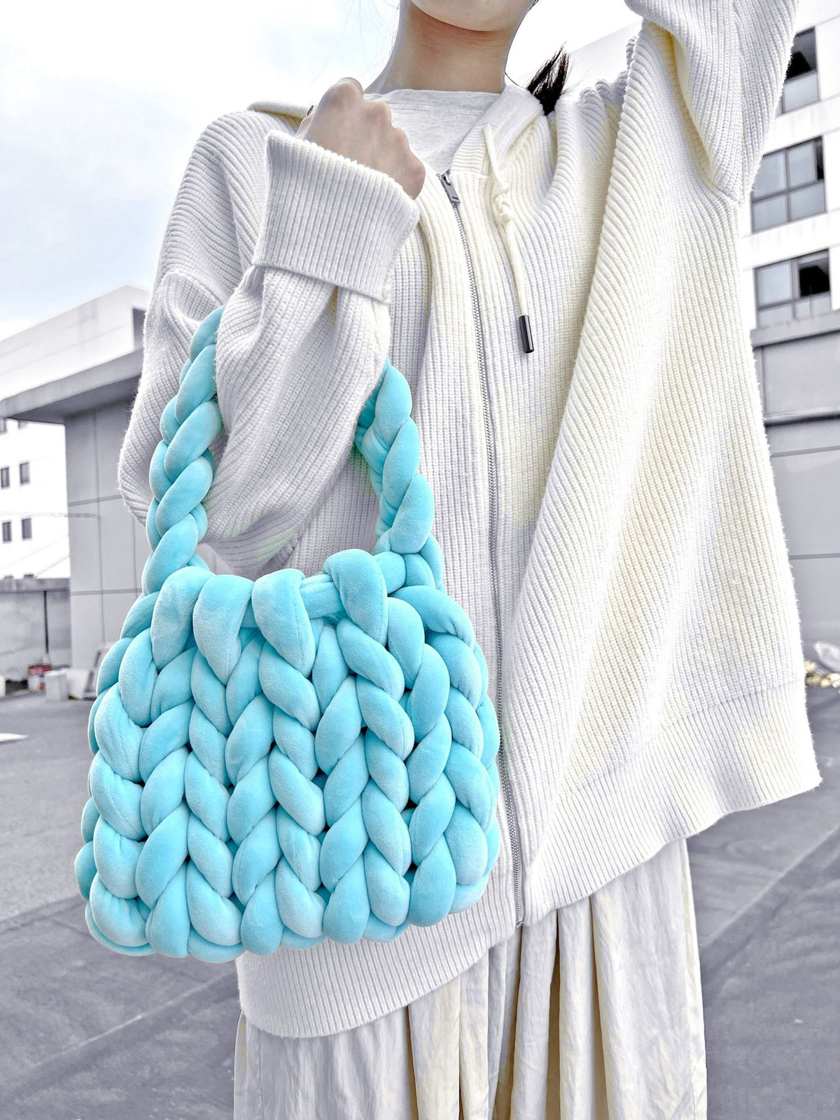 DIY hand woven crystal velvet core spun yarn woven hand-held mailman bag eprolo