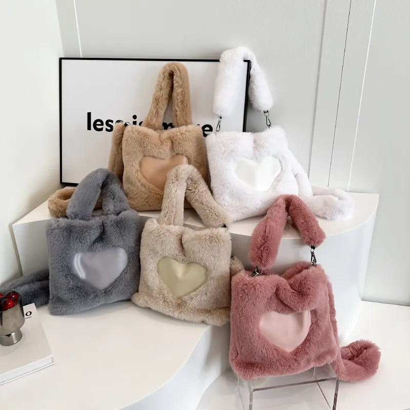Women Fluffy Shoulder Bag Top-handle Bag Female Autumn Winter Handbag Plush Tote Girls Fashion Shopping Bags Handbags For Women Zee's Vibe Vault