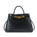 Metal rope buckle woven shoulder bag, fashionable, versatile, retro, commuter bag for women. eprolo