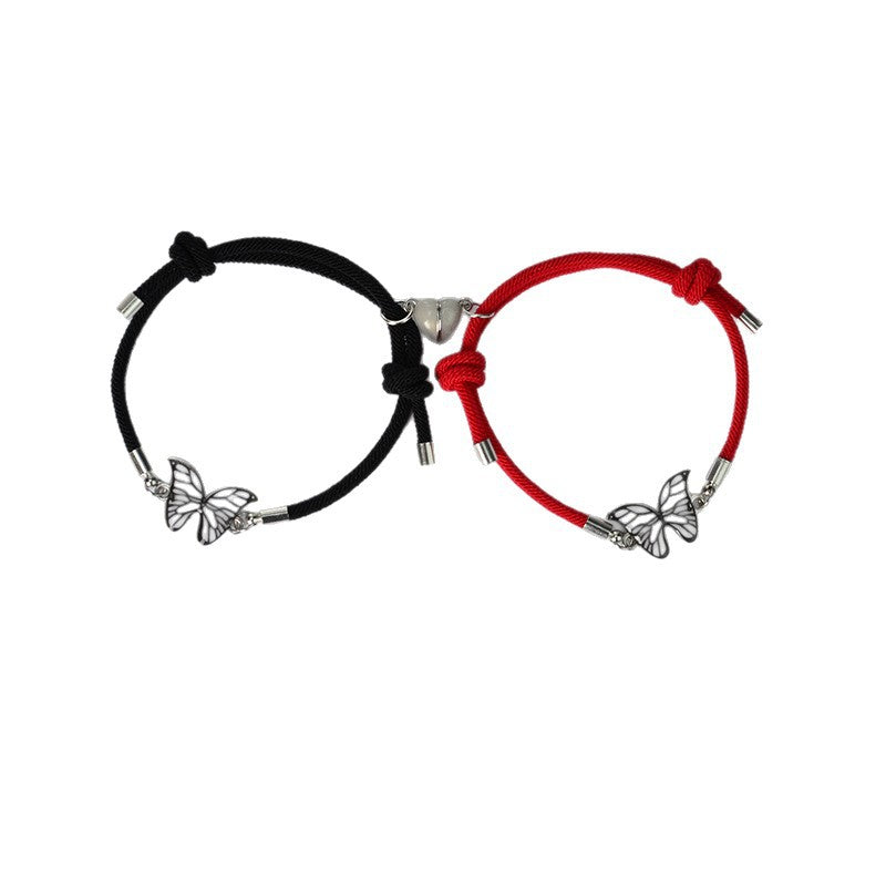 Couples Bracelets Night Light Butterfly Alloy Heart Magnetic Night Glow Handmade eprolo