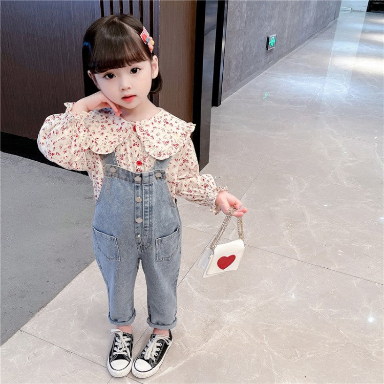 Girls' Suits Fall New Denim Overalls