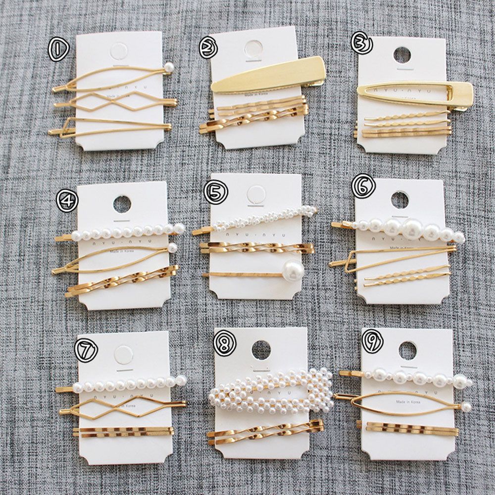 3Pcs/set Pearl Metal Gold Color Hair Clip Bobby Pin Barrette Hairband Hairpin Headdress for women girls Hair Accessories eprolo