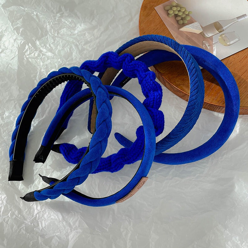 Klein Blue Velvet Headband Women's Face Wash Press Hair Bundle Hairpin eprolo
