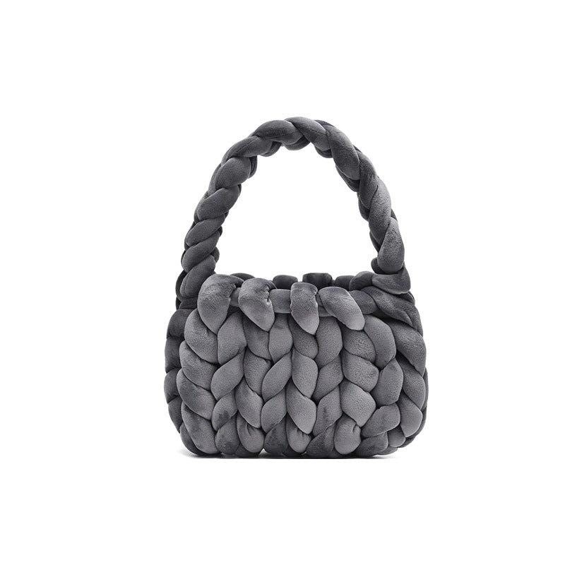 DIY hand woven crystal velvet core spun yarn woven hand-held mailman bag eprolo