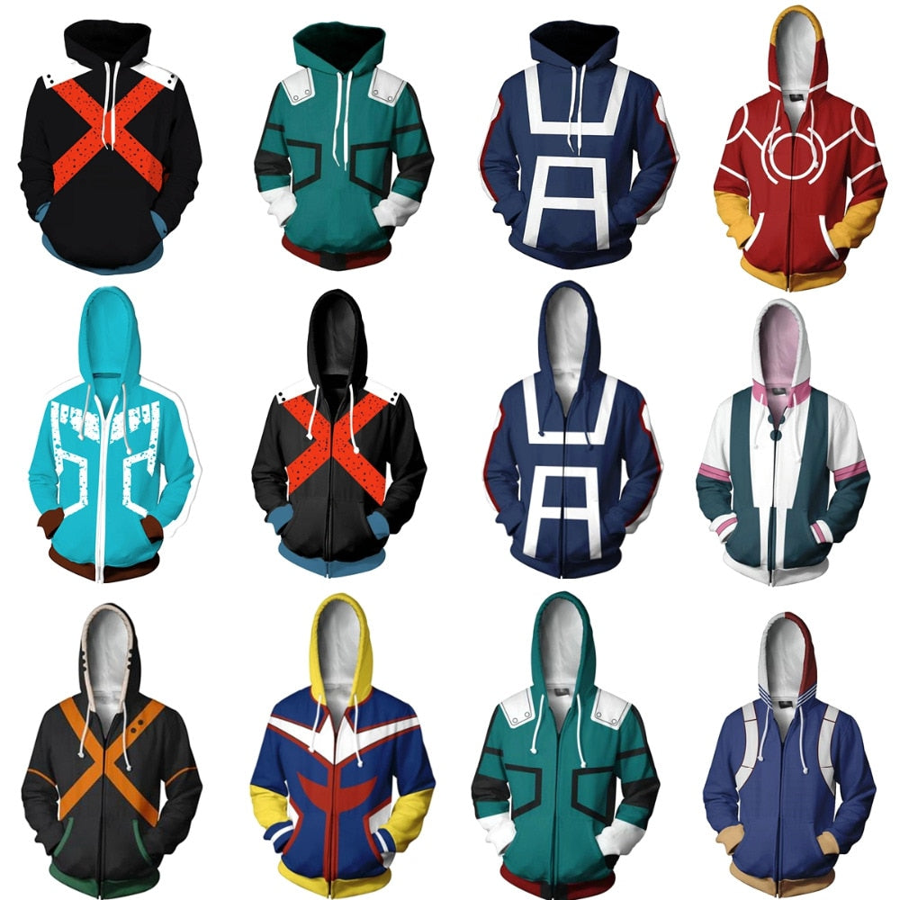 My Hero Academia Boku no Hero Academia Cosplay Costumes Men Women Sweatshirt Fashion zipper Hoodie School Uniforms Jackets Coat eprolo