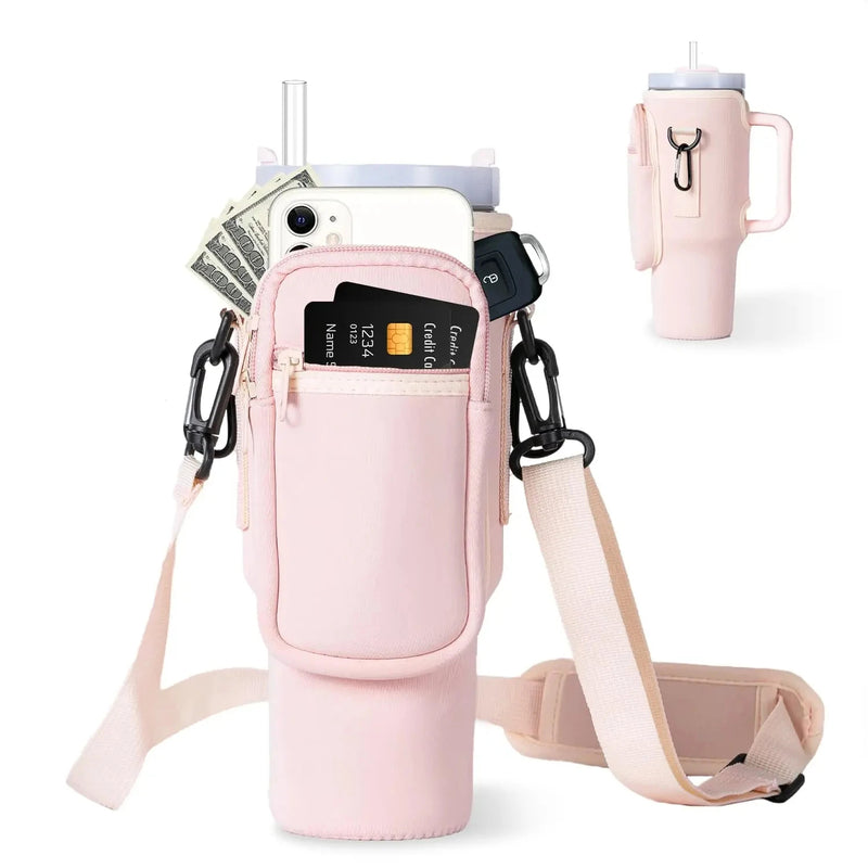 Water Bottle Carrier Bag with Phone Pocket for Stanley 40oz Tumbler with Handle Neoprene Water Bottle Holder Pouch eprolo