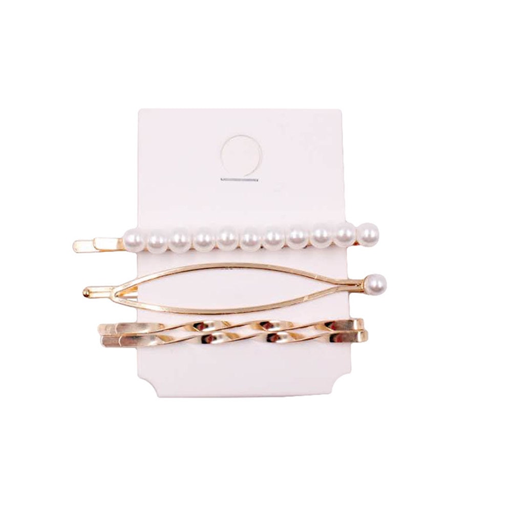 3Pcs/set Pearl Metal Gold Color Hair Clip Bobby Pin Barrette Hairband Hairpin Headdress for women girls Hair Accessories eprolo