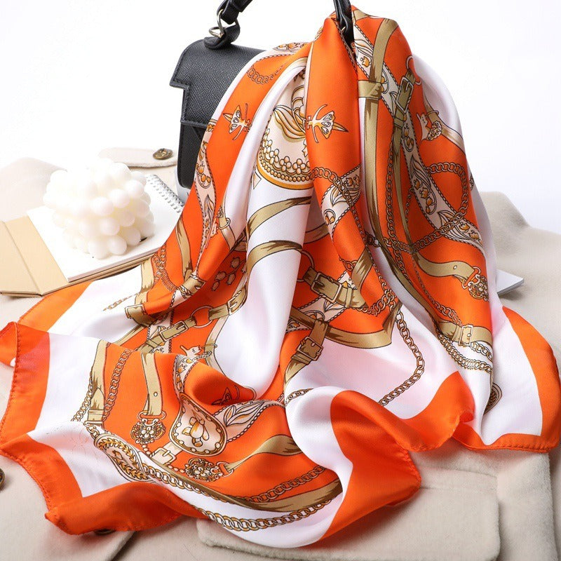 Square Scarf Women's Chain Silk Silk Touch Simulation Silk Scarf New Silk Satin Square Scarf eprolo
