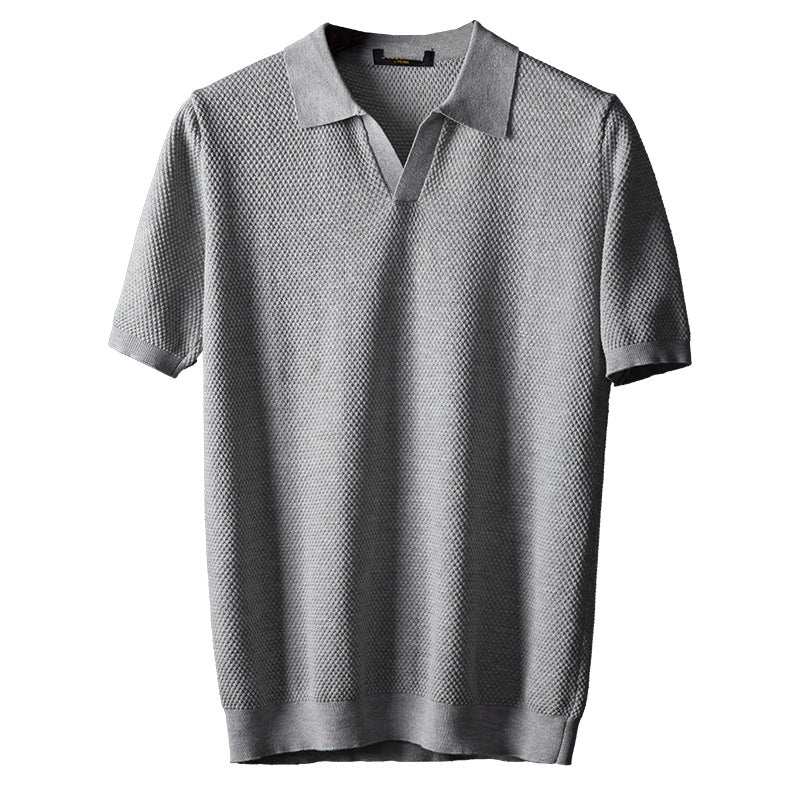 Men's Premium Cotton V-Neck Knit Polo