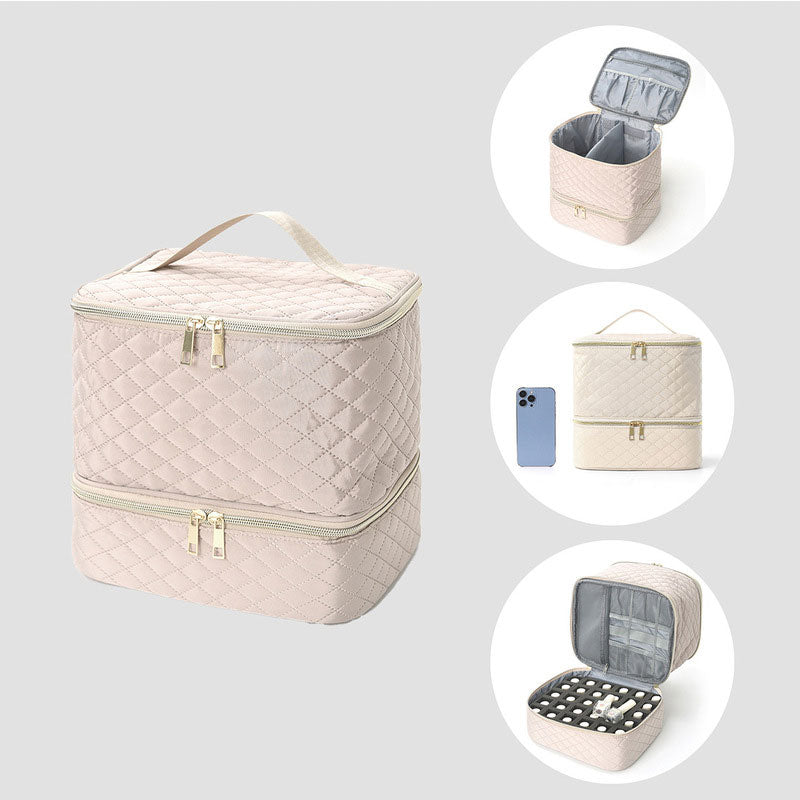 Portable 30-Compartment Nail Organizer Case with Polish & Oil Bags, All-in-One Manicure Tools & Cosmetic Storage Kit eprolo